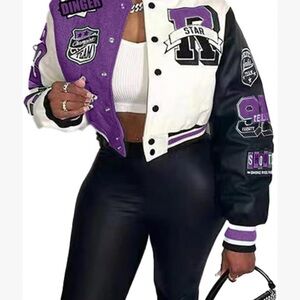 Women's Purple and Black Varsity Jacket